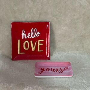 Hello Love & Yours 
Set of two Trinket Dishes - Red & Pink